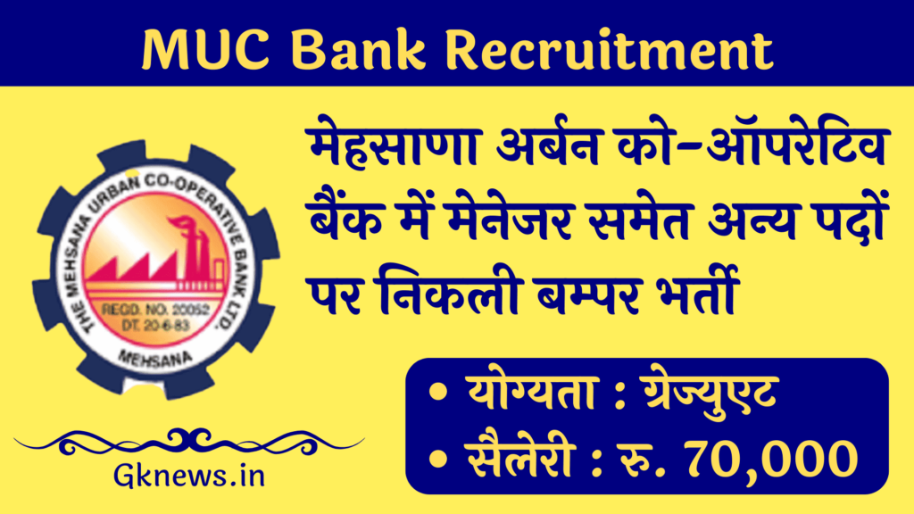 MUC Bank Recruitment 2022