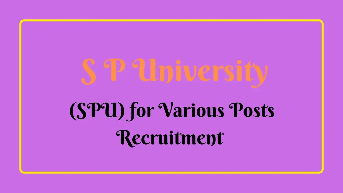 Sardar Patel University Recruitment